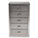 Baxton Studio Davet French Industrial Silver Metal 5-Drawer Accent Storage Cabinet - BSOJY17B167-Silver-Cabinet