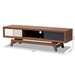 Baxton Studio Svante Mid-Century Modern Multicolor Finished Wood 3-Drawer TV Stand - BSOWI1701-Walnut/White/Grey-TV