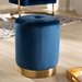 Baxton Studio Alonza Glam Navy Blue Velvet Fabric Upholstered Gold-Finished Ottoman - BSOTSF3307-Navy Blue/Gold-Otto