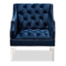 Baxton Studio Silvana Modern and Contemporary Navy Velvet Fabric Upholstered Lounge Chair with Acrylic Legs - BSOTSF1239-Navy Blue/Acrylic-CC