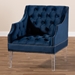 Baxton Studio Silvana Modern and Contemporary Navy Velvet Fabric Upholstered Lounge Chair with Acrylic Legs - BSOTSF1239-Navy Blue/Acrylic-CC