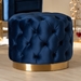 Baxton Studio Valeria Glam Royal Blue Velvet Fabric Upholstered Gold-Finished Button Tufted Ottoman - BSOTSFOT030-Dark Royal Blue/Gold-Otto