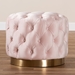 Baxton Studio Valeria Glam Light Pink Velvet Fabric Upholstered Gold-Finished Button Tufted Ottoman - BSOTSFOT030-Light Pink/Gold-Otto