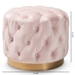 Baxton Studio Valeria Glam Light Pink Velvet Fabric Upholstered Gold-Finished Button Tufted Ottoman - BSOTSFOT030-Light Pink/Gold-Otto