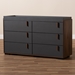 Baxton Studio Rikke Modern and Contemporary Two-Tone Gray and Walnut Finished Wood 6-Drawer Dresser - BSOBR3COD3061-Columbia/Dark Grey-Dresser