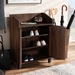 Baxton Studio Rossin Modern and Contemporary Walnut Brown Finished 2-Door Wood Entryway Shoe Storage Cabinet with Open Shelf - BSOATSC1614-Columbia-Shoe Cabinet