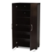Baxton Studio Marine Modern and Contemporary Two-Tone Wenge and Black Finished 2-Door Wood Entryway Shoe Storage Cabinet - BSOSESC294-Wenge-Shoe Cabinet