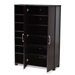 Baxton Studio Marine Modern and Contemporary Two-Tone Wenge and Black Finished 2-Door Wood Entryway Shoe Storage Cabinet with Open Shelves - BSOSESC296-Wenge-Shoe Cabinet