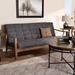 Baxton Studio Larsen Mid-Century Modern Gray Fabric Upholstered Walnut Wood Sofa - BSOSW5506-Grey/Walnut-SF