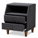 Baxton Studio Claverie Mid-Century Modern Charcoal Fabric Upholstered 2-Drawer Wood Nightstand - BSOBBT3157-Dark Grey-NS