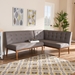 Baxton Studio Arvid Mid-Century Modern Gray Fabric Upholstered 2-Piece Wood Dining Nook Banquette Set - BSOBBT8051-Grey-2PC SF Bench