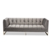 Baxton Studio Ambra Glam and Luxe Grey Velvet Fabric Upholstered and Button Tufted Sofa with Gold-Tone Frame - BSOTSF-5507-Grey/Gold-SF