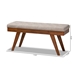Baxton Studio Alona Mid-Century Modern Light Grey Fabric Upholstered Wood Dining Bench - BSOAlona-Medium Oak/Light Grey-Bench