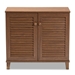 Baxton Studio Coolidge Modern and Contemporary Walnut Finished 4-Shelf Wood Shoe Storage Cabinet - BSOFP-01LV-Walnut