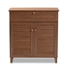 Baxton Studio Coolidge Modern and Contemporary Walnut Finished 4-Shelf Wood Shoe Storage Cabinet with Drawer - BSOFP-02LV-Walnut