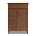 Baxton Studio Coolidge Modern and Contemporary Walnut Finished 5-Shelf Wood Shoe Storage Cabinet with Drawer - BSOFP-03LV-Walnut