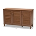Baxton Studio Coolidge Modern and Contemporary Walnut Finished 8-Shelf Wood Shoe Storage Cabinet - BSOFP-04LV-Walnut