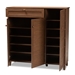Baxton Studio Coolidge Modern and Contemporary Walnut Finished 11-Shelf Wood Shoe Storage Cabinet with Drawer - BSOFP-05LV-Walnut