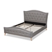 Baxton Studio Felisa Modern and Contemporary Grey Fabric Upholstered and Button Tufted King Size Platform Bed - BSOCF9009-Grey-King