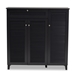 Baxton Studio Coolidge Modern and Contemporary Dark Grey Finished 11-Shelf Wood Shoe Storage Cabinet with Drawer - BSOFP-05LV-Dark Grey