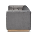 Baxton Studio Loreto Glam and Luxe Grey Velvet Fabric Upholstered Brushed Gold Finished Sofa - BSOTSF-5506-Grey/Gold-SF