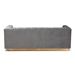 Baxton Studio Loreto Glam and Luxe Grey Velvet Fabric Upholstered Brushed Gold Finished Sofa - BSOTSF-5506-Grey/Gold-SF