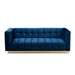 Baxton Studio Loreto Glam and Luxe Navy Blue Velvet Fabric Upholstered Brushed Gold Finished Sofa - BSOTSF-5506-Navy/Gold-SF