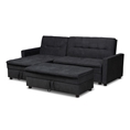 Baxton Studio Noa Modern and Contemporary Dark Grey Fabric Upholstered Left Facing Storage Sectional Sleeper Sofa with Ottoman