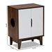 Baxton Studio Romy Mid-Century Modern Two-Tone Walnut Brown and White Finished 2-Door Wood Cat Litter Box Cover House - BSOSECHC150011WI-Columbia/White-Cat House