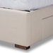 Baxton Studio Leni Modern and Contemporary Beige Fabric Upholstered 4-Drawer Queen Size Platform Storage Bed Frame - BSOCF9045-Beige-Queen