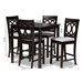 Baxton Studio Lenoir Modern and Contemporary Gray Fabric Upholstered Espresso Brown Finished 5-Piece Wood Pub Set - BSORH315P-Grey/Dark Brown-5PC Pub Set