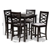 Baxton Studio Lanier Modern and Contemporary Gray Fabric Upholstered Espresso Brown Finished 5-Piece Wood Pub Set - BSORH318P-Grey/Dark Brown-5PC Pub Set