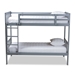 Baxton Studio Jude Modern and Contemporary Grey Finished Wood Twin Size Bunk Bed - BSOMG0045-Grey-Twin Bunk Bed