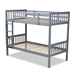 Baxton Studio Jude Modern and Contemporary Grey Finished Wood Twin Size Bunk Bed - BSOMG0045-Grey-Twin Bunk Bed