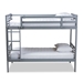Baxton Studio Liam Modern and Contemporary Grey Finished Wood Twin Size Bunk Bed - BSOMG0048-Grey-Twin Bunk Bed
