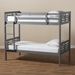 Baxton Studio Liam Modern and Contemporary Grey Finished Wood Twin Size Bunk Bed - BSOMG0048-Grey-Twin Bunk Bed
