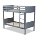 Baxton Studio Elsie Modern and Contemporary Grey Finished Wood Twin Size Bunk Bed - BSOMG0051-Grey-Twin Bunk Bed