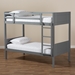 Baxton Studio Elsie Modern and Contemporary Grey Finished Wood Twin Size Bunk Bed - BSOMG0051-Grey-Twin Bunk Bed