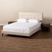 Baxton Studio Maren Mid-Century Modern Beige Fabric Upholstered Queen Size Platform Bed with Two Nightstands - BSOCF9058-Beige-Queen