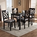 Baxton Studio Verner Modern and Contemporary Grey Fabric Upholstered Espresso Brown Finished 5-Piece Wood Dining Set - BSORH330C-Grey/Dark Brown-5PC Dining Set