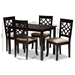 Baxton Studio Mael Modern and Contemporary Sand Fabric Upholstered Espresso Brown Finished 5-Piece Wood Dining Set - BSORH331C-Sand/Dark Brown-5PC Dining Set