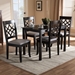Baxton Studio Mael Modern and Contemporary Grey Fabric Upholstered Espresso Brown Finished 5-Piece Wood Dining Set - BSORH331C-Grey/Dark Brown-5PC Dining Set