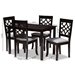 Baxton Studio Mael Modern and Contemporary Grey Fabric Upholstered Espresso Brown Finished 5-Piece Wood Dining Set - BSORH331C-Grey/Dark Brown-5PC Dining Set