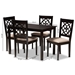 Baxton Studio Renaud Modern and Contemporary Sand Fabric Upholstered Espresso Brown Finished 5-Piece Wood Dining Set - BSORH332C-Sand/Dark Brown-5PC Dining Set