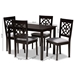 Baxton Studio Renaud Modern and Contemporary Grey Fabric Upholstered Espresso Brown Finished 5-Piece Wood Dining Set - BSORH332C-Grey/Dark Brown-5PC Dining Set