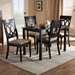 Baxton Studio Lucie Modern and Contemporary Sand Fabric Upholstered Espresso Brown Finished 5-Piece Wood Dining Set - BSORH333C-Sand/Dark Brown-5PC Dining Set