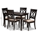 Baxton Studio Lucie Modern and Contemporary Sand Fabric Upholstered Espresso Brown Finished 5-Piece Wood Dining Set - BSORH333C-Sand/Dark Brown-5PC Dining Set