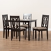 Baxton Studio Cherese Modern and Contemporary Sand Fabric Upholstered Espresso Brown Finished 5-Piece Wood Dining Set - BSORH334C-Sand/Dark Brown-5PC Dining Set
