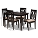 Baxton Studio Cherese Modern and Contemporary Sand Fabric Upholstered Espresso Brown Finished 5-Piece Wood Dining Set - BSORH334C-Sand/Dark Brown-5PC Dining Set