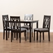 Baxton Studio Cherese Modern and Contemporary Grey Fabric Upholstered Espresso Brown Finished 5-Piece Wood Dining Set - BSORH334C-Grey/Dark Brown-5PC Dining Set